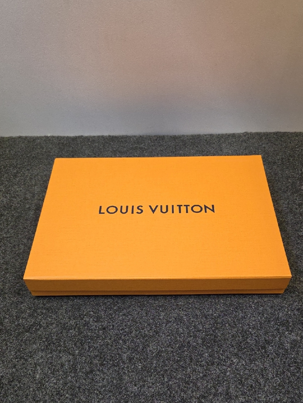 Authentic Louis Vuitton Orange Presentation Magnetic Box with Black Logo